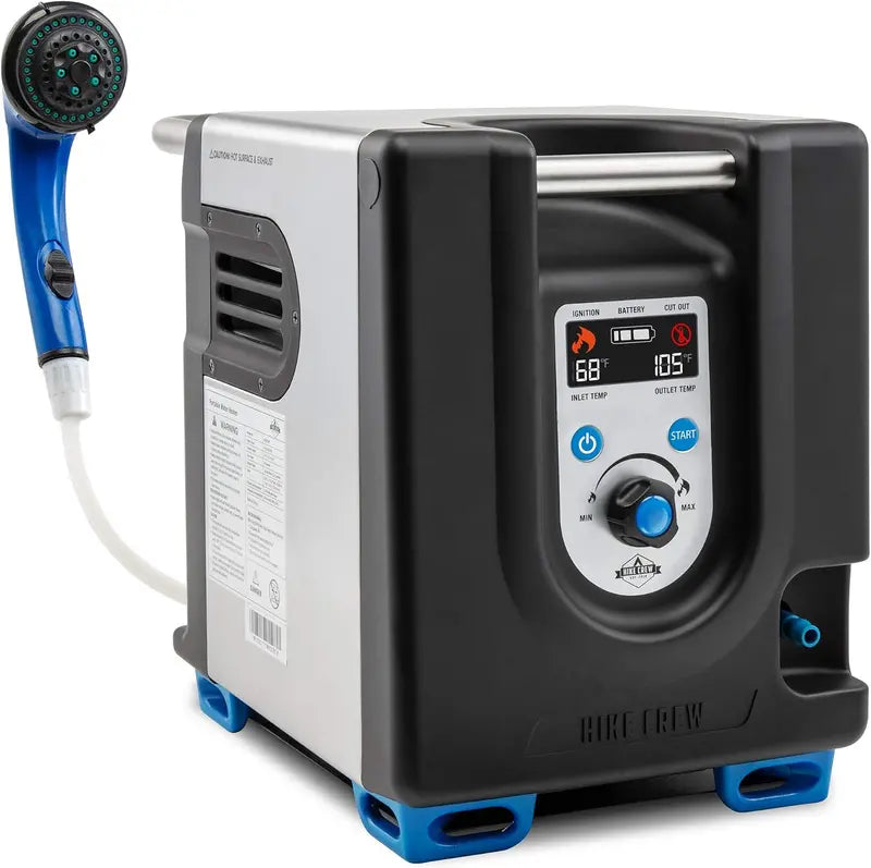 Portable Propane Water Heater & Shower Pump with LCD, Battery & Safety Shutoff  Instant Hot Water for Camping & Hiking