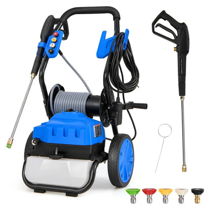 2300 PSI Electric Pressure Washer  1.8 GPM Heavy-Duty Cleaner with 5 Quick-Connect Nozzles and Wheels