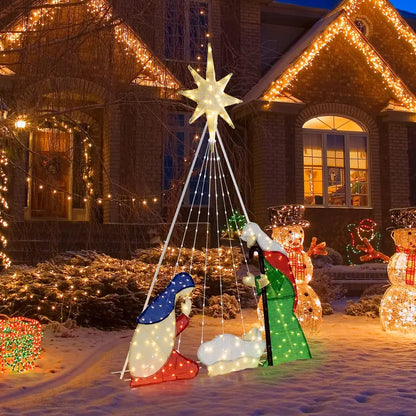 6-Foot Nativity Scene — Illuminated Holy Family Set with 240 Soft-Glow LED Lights