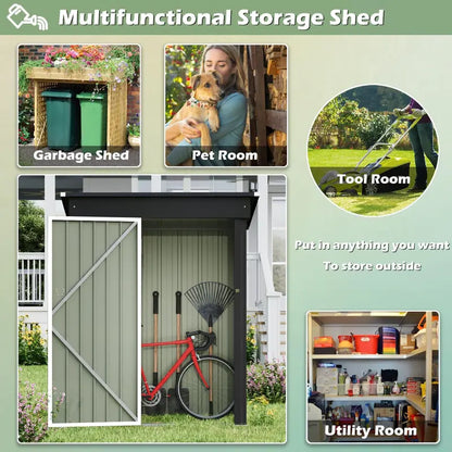 Devoko 5′ x 3′ Corrosion-Resistant Garden Shed  Lockable Steel Outdoor Storage House with Single Secure Door