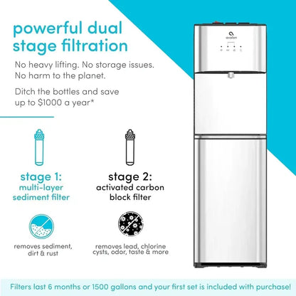 Avalon A3F Bottom-Load Water Cooler — Triple-Temperature Settings, UL-Filtered, BioGuard Antimicrobial Protection