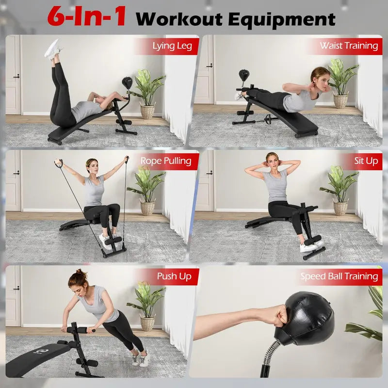 Foldable Decline Sit-Up Bench  Adjustable Slant Exercise Bench with Ergonomic Curved Design