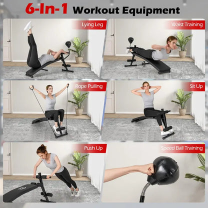 Foldable Decline Sit-Up Bench  Adjustable Slant Exercise Bench with Ergonomic Curved Design