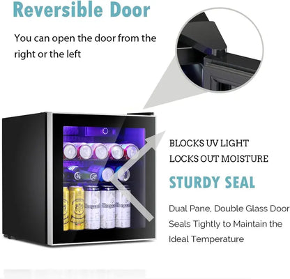Antarctic Star 60-Can Mini Fridge  Compact Beverage Cooler with Adjustable Shelves