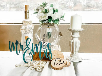 Wooden ‘Mr. & Mrs.’ Cut-Out Decor for Weddings