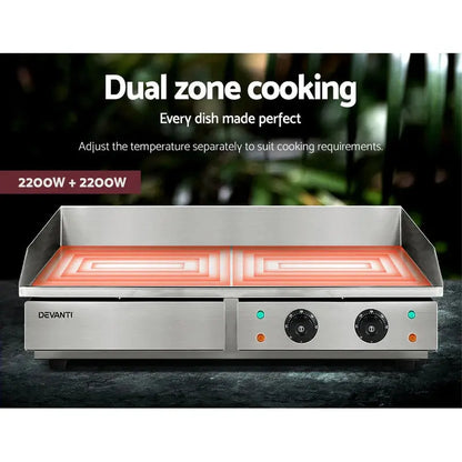 Devanti 73cm Commercial Electric Griddle  4400W BBQ Plate for High-Volume Cooking