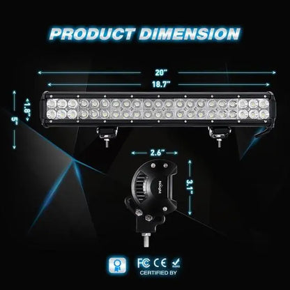Nilight 20 Inch 126W Combo LED Work Light Bar 2PCS 4 Inch 18W Spot Spot Fog Lights SUV Boat Jeep Driving Lamp with Wiring Harness Kit