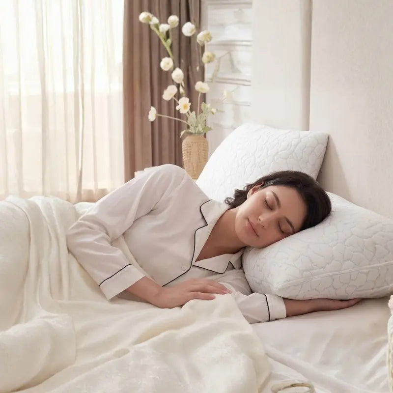 Adjustable Cooling Pillow with Shredded Foam Core and Removable, Machine-Washable Cover