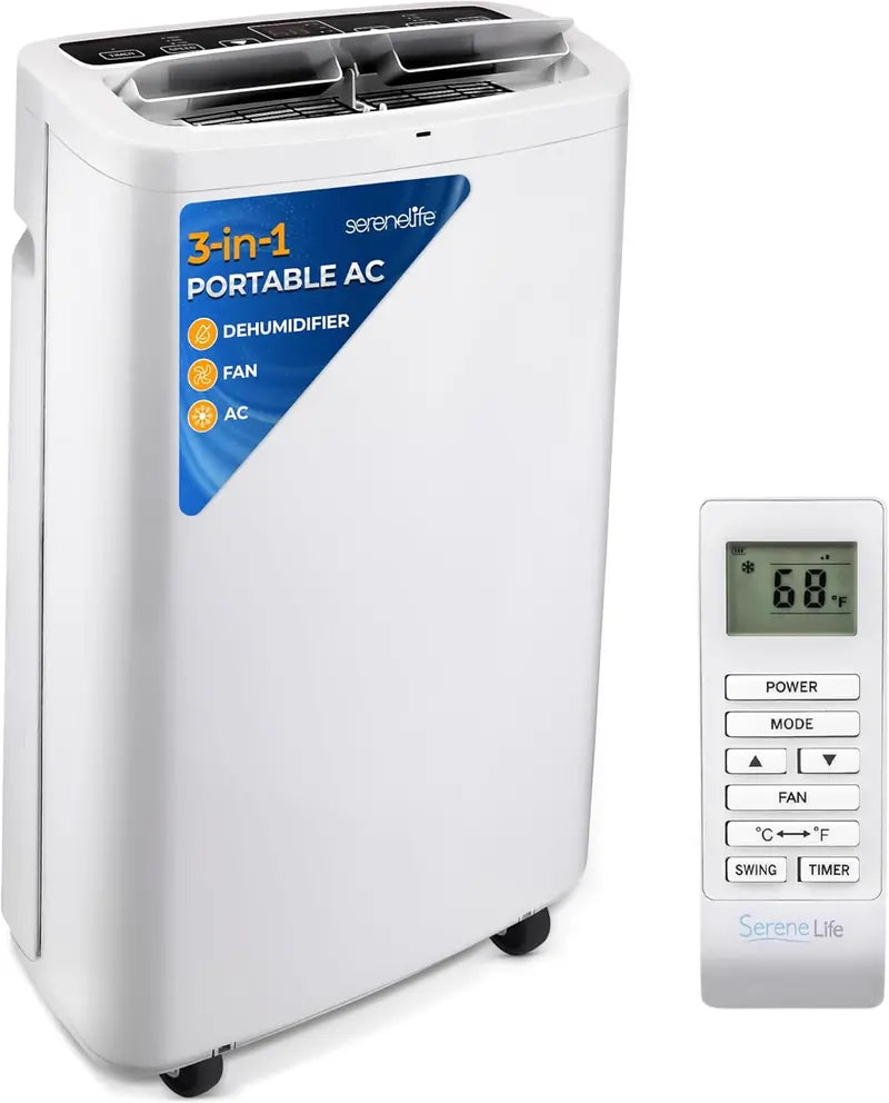 10,000 BTU 4-in-1 Portable AC Unit  Cooling, Heating, Dehumidifying & Fan, Remote Control, Window Mount, 24-Hour Timer, Low-Noise Design