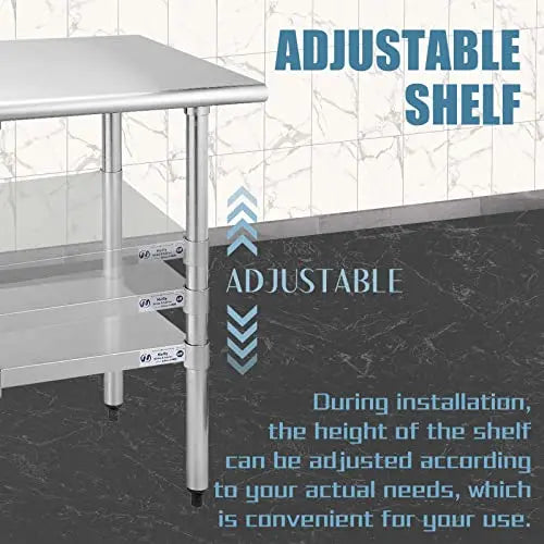 Hally Stainless Steel Table for Prep   Work 30 x 60 Inches, NSF Commercial Heavy Duty Table