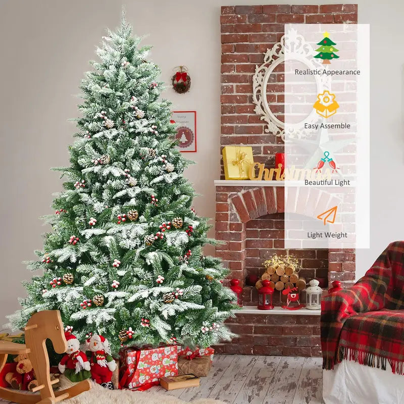 6.5-Foot Snow-Flocked Artificial Christmas Tree  Full-Bodied Faux Pine with Frosted Finish