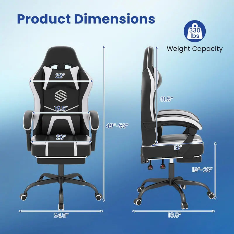 Lumbar-Support Computer Chair with Footrest & Linkage Armrests  Ergonomic Design