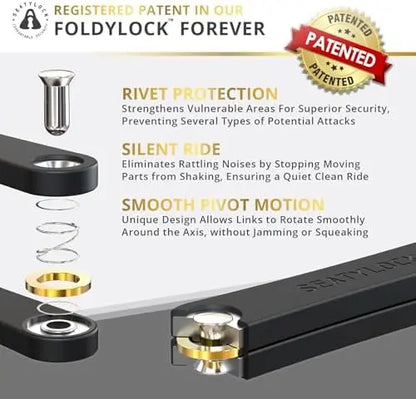 FoldyLock 90cm Folding Bike Lock  High Security, Sold Secure Gold, Anti-Theft Smart Guard with Keys