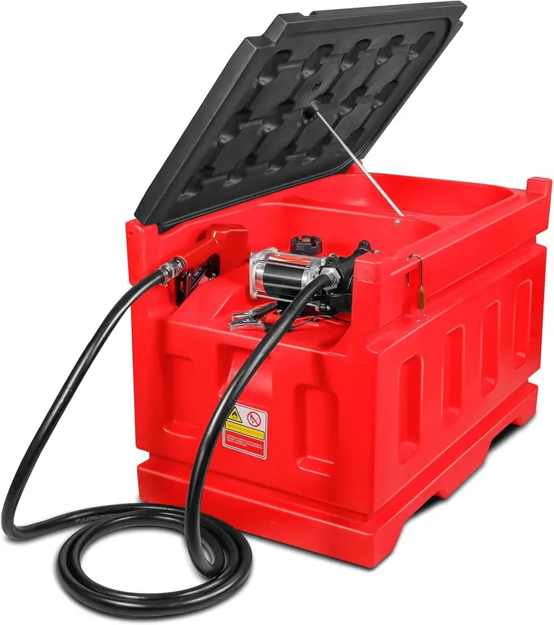48-Gallon Portable Fuel Transfer Tank  12V DC Self-Priming Pump, 15 GPM Flow Rate, 13.1 ft Hose & Auto-Nozzle for Gasoline & Diesel