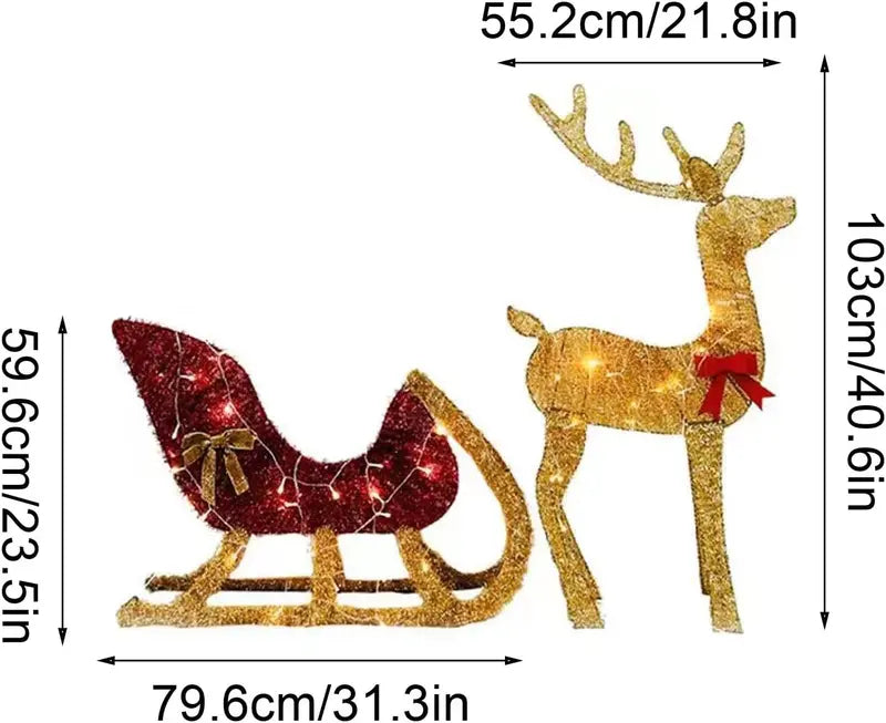 Generic Lighted Reindeer Set  40″ Gold Acrylic Xmas Decor with LED, 2-Piece Outdoor/Indoor Holiday Display