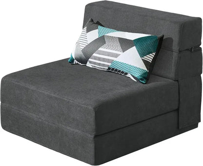 60-Inch Pull-Out Sofa Bed with Memory Foam Mattress, Two Pillows & Futon-Style Guest Bed Design
