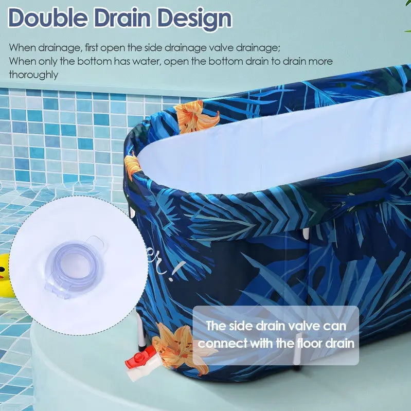 De-Stress Portable Folding Soaking Tub  Large Adult Bathtub for At-Home Relaxation (2023 Model)