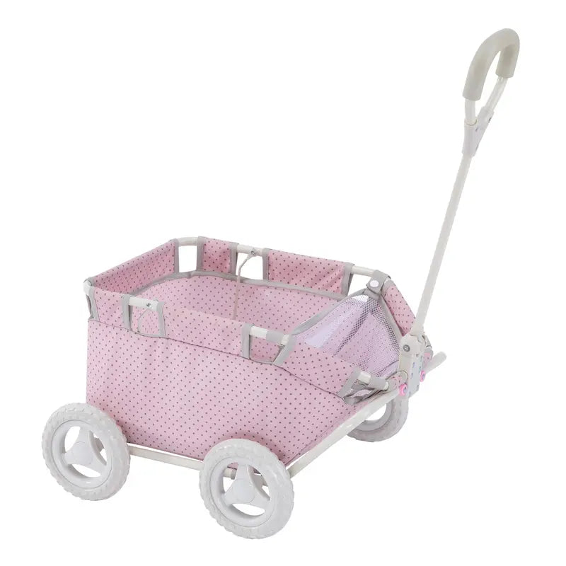 Teamson Olivias Little World Princess Doll Stroller, Foldable, Polka Dots, Ergonomic Handle, Fits 16-18″ Dolls