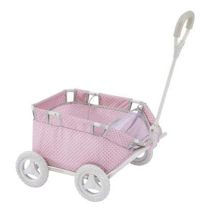 Teamson Olivias Little World Princess Doll Stroller, Foldable, Polka Dots, Ergonomic Handle, Fits 16-18″ Dolls