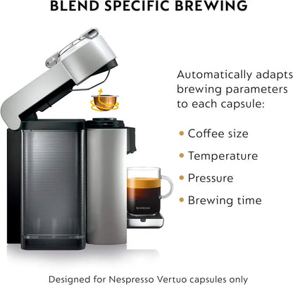 De’Longhi Nespresso Vertuo Coffee & Espresso System  Smart Capsule Recognition, Rich Crema, and Versatile Brew Sizes