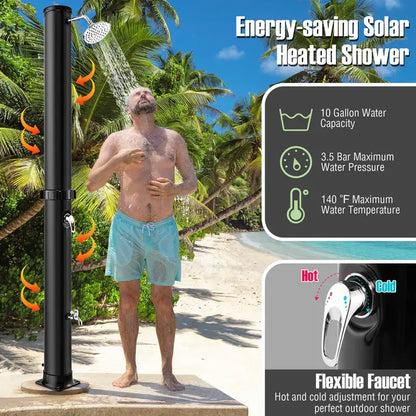 10-Gallon Freestanding Solar Outdoor Shower  7.2 FT Height with Rotating Head