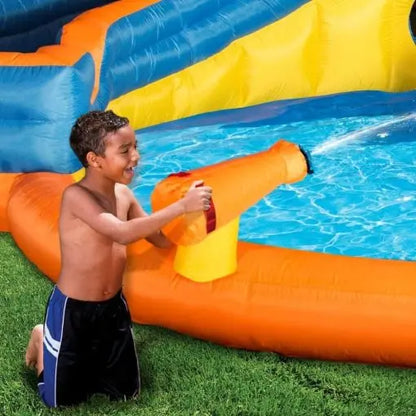 BANZAI Pipeline Twist Inflatable Kids’ Water Park  Slides, Climbing Wall & Water Cannons for Ages 5+