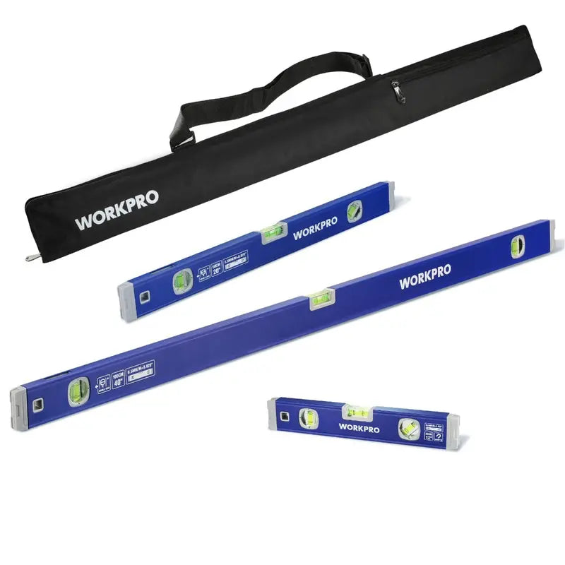 WORKPRO Triple-Length Spirit Level Set  12″, 20″, and 40″ Aluminum Levels