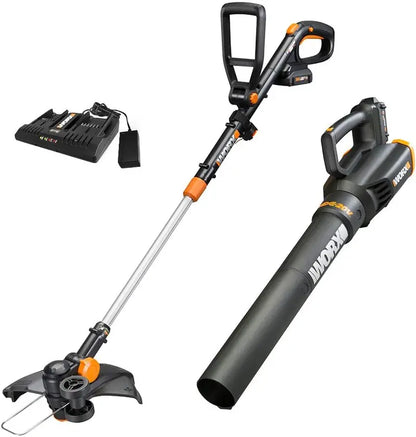 WORX GT Revolution 12″ Cordless String Trimmer & Turbine Leaf Blower  20V Power Share Kit with Batteries & Charger
