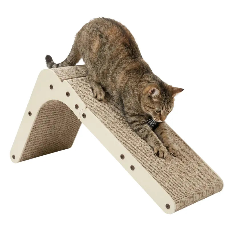 L-Shaped Cardboard Cat Scratcher Featuring Vertical and Horizontal Surfaces