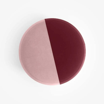 Pouf rond en velours bicolore rouge