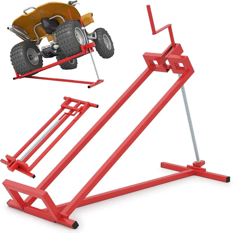880-Pound Capacity Folding Lawn Mower Lift with Manual Handle and Adjustable Height