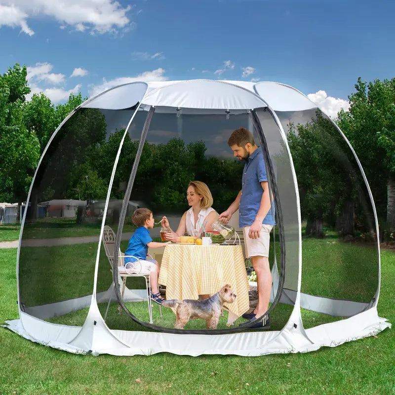Igloo-Style Screen Gazebo  Mosquito-Proof Canopy Tent for 615 People, Ventilated & Spacious