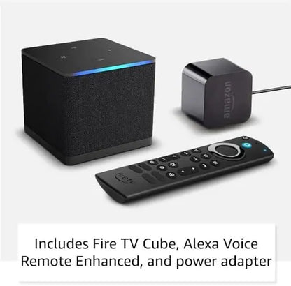 Amazon Fire TV Cube 4K Ultra HD Wi-Fi 6E Hands-Free Streaming with Alexa