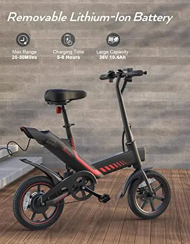 Sailnovo 14″ Folding Electric Bike  Lightweight E-Bike for Adults & Teens with Integrated Lithium Battery