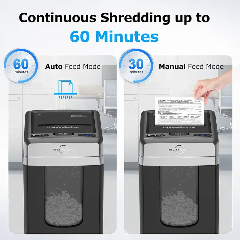 BONSEN Auto-Feed Paper Shredder  300-Sheet Capacity, P-4 Security, Quiet Operation & 8.1-Gallon Bin
