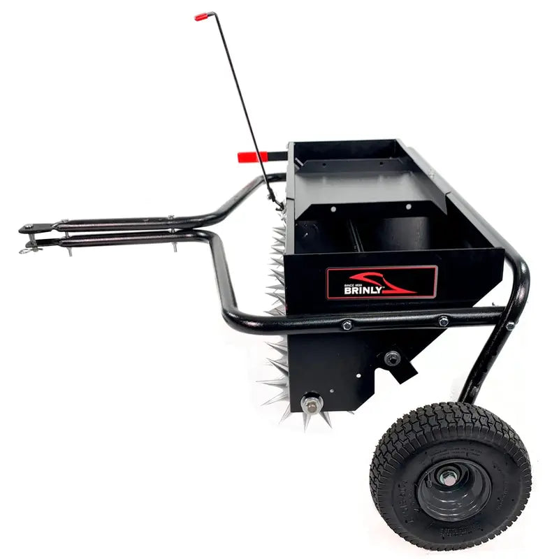 Brinly AS2-40BH-P Lawn Aerator and Spreader  Dual-Function Steel Unit, 100-Lb Capacity, Optimized for Healthy Grass Growth