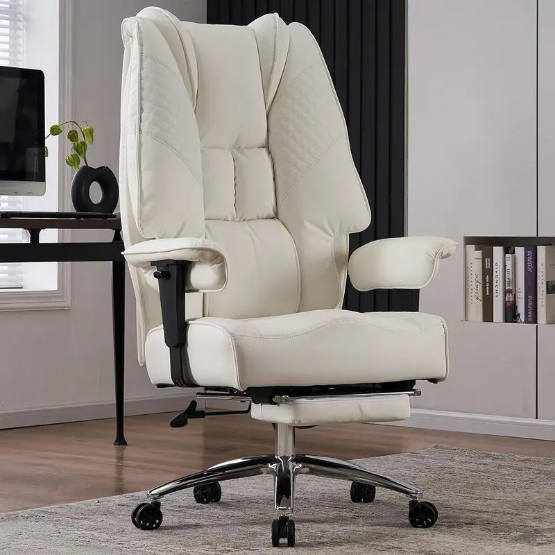 Ergonomic Executive Office Chair  High-Back Leather Seat, Lumbar Support & Footrest (400 lb Capacity)