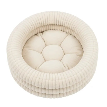 Adjustable-Warmth Donut-Style Pet Bed with Removable Heating Pad