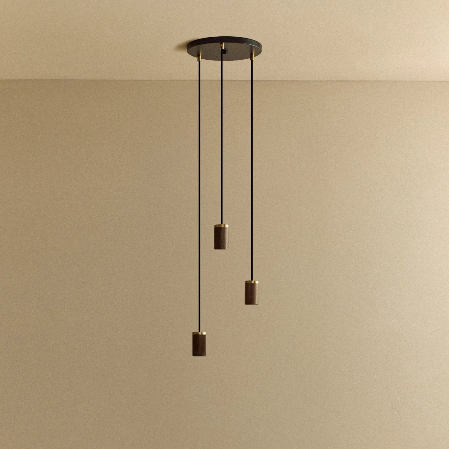 Triple Pendant in Walnut - Black Canopy