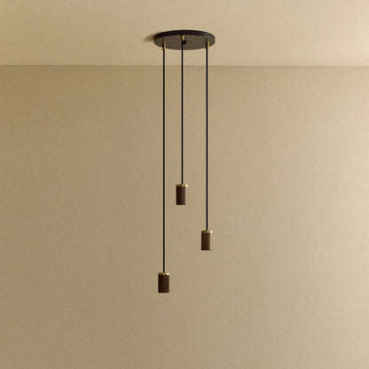 Triple Pendant in Walnut - Black Canopy