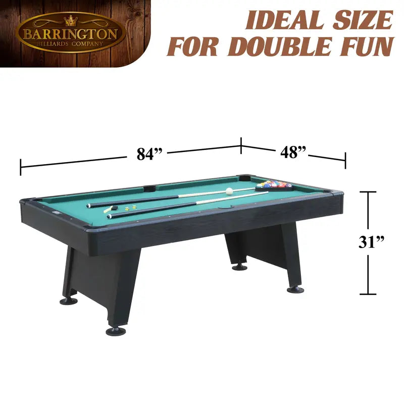 Barrington Billiard 84-Inch Arcade-Style Pool Table with Included Dartboard Set (Green Finish)