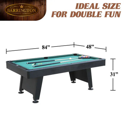 Barrington Billiard 84-Inch Arcade-Style Pool Table with Included Dartboard Set (Green Finish)