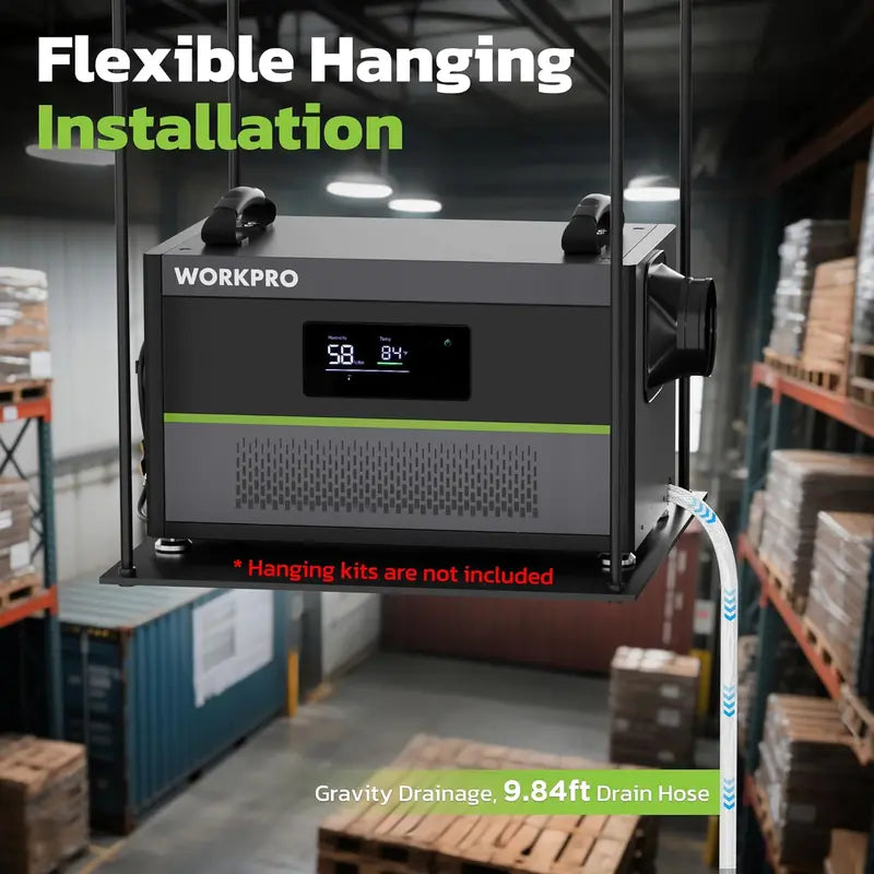 WORKPRO 145-Pint Commercial-Grade Crawl Space Dehumidifier for Basements, Garages, and Warehouses