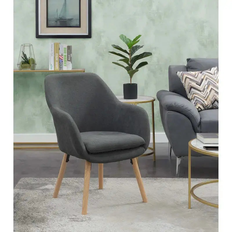Convenience Concepts Charlotte Wingback Accent Chair  Upholstered Armchair with Tailored Design