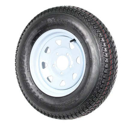 2-Pack ST175/80D13 Trailer Tires on White Spoke Rims  Load Range C, 5-Lug Mounting