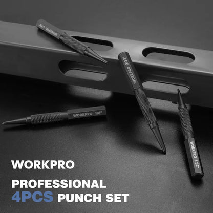 WORKPRO 4-Piece Precision Punch Set — Includes Nail and Center Punches in Common Sizes