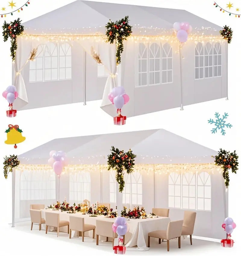 HOTEEL 10×30 ft Commercial-Grade Event Tent with Eight Adjustable Sidewalls  Ideal for Weddings and BBQs