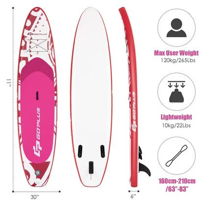 10.5- or 11-Foot Inflatable SUP  6.5-Inch Thick Stand-Up Paddle Board with Carry Bag