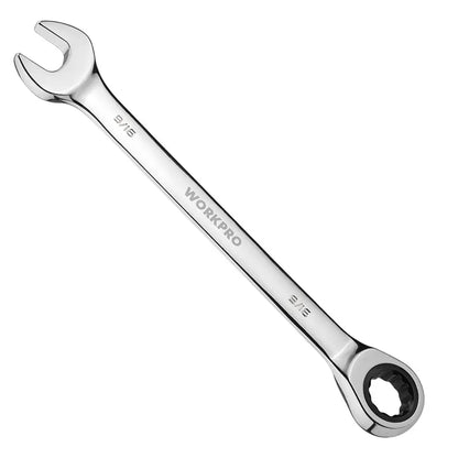 WORKPRO Multi-Size Ratcheting Wrench Set  SAE & Metric, Chrome Vanadium Construction