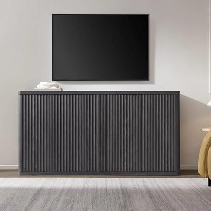 66.3-Inch Fluted Modern Credenza — Multi-Functional Buffet Table, Media Console or Entryway Cabinet in Neutral Finish